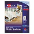 Avery Dennison Avery, TRI-FOLD BROCHURES, 92 BRIGHT, 83LB, 8.5 X 11, MATTE WHITE, 100PK 8324